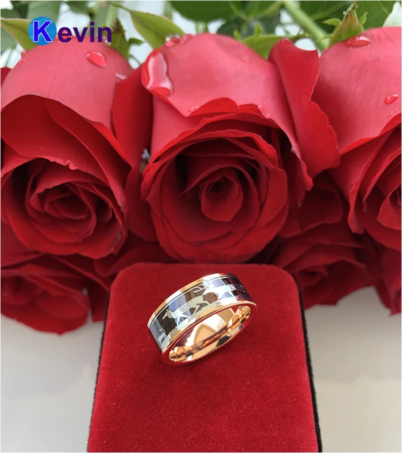 Обручальное кольцо из розового золота для мужчин и женщин мужское вольфрама с