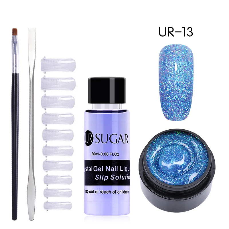 5Pcs set 13 UR SUGAR 15 мл Быстрый строительный поли гель продлевающий половой акт розовый блеск Замачивание от УФ СТРОИТЕЛЬ удлинение гель набор Типсы для маникюра палец расширение - Цвет: 5Pcs set 13