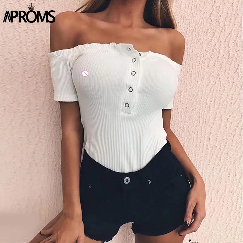 Aproms, ребристые боди с открытыми плечами, женские повседневные облегающие комбинезоны с коротким рукавом, уличная одежда, комбинезон, трикотажный топ