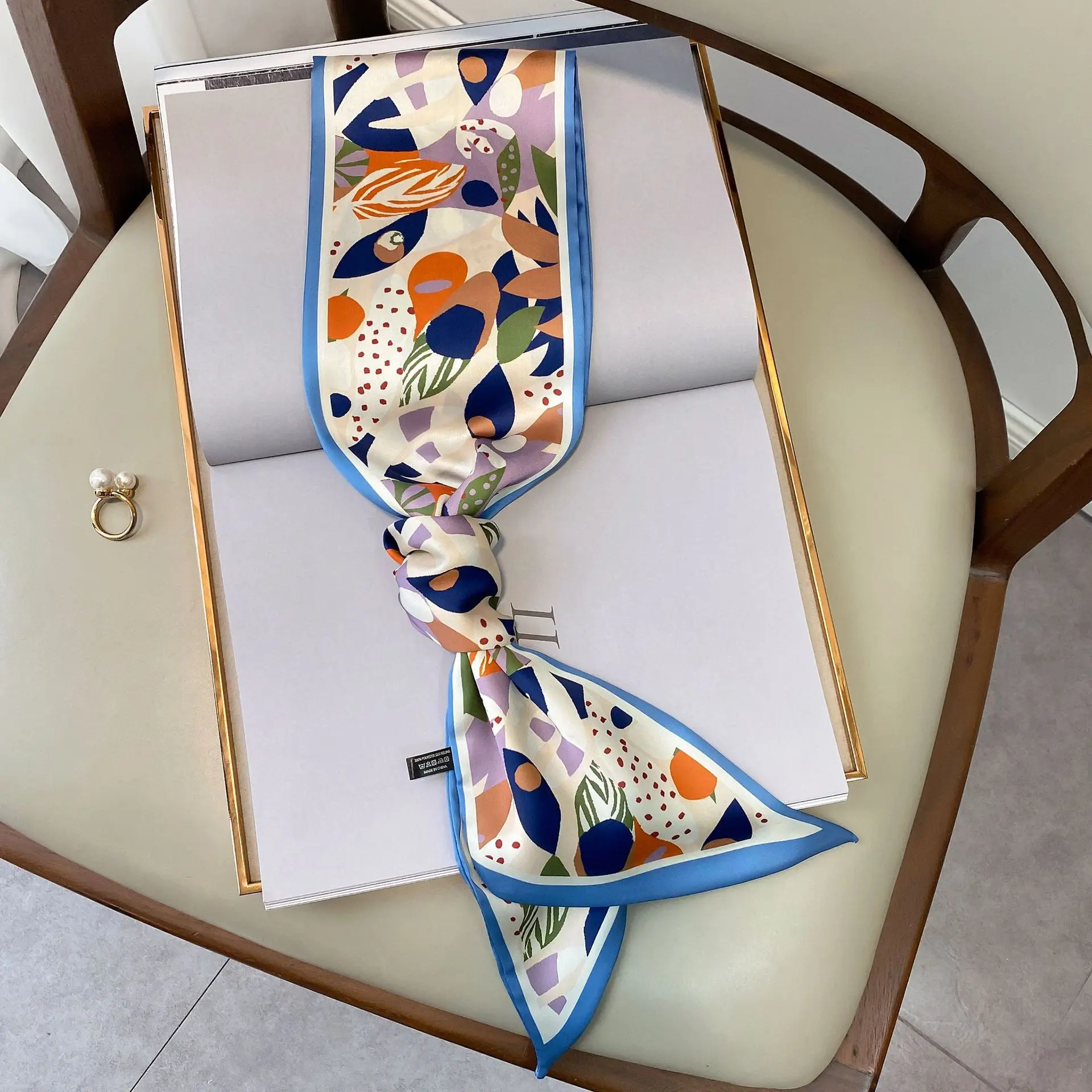 

Fashion 2021 new Women Scarf Silk Satin Neck Hair Scarfs Lady's Foulard Hand Kerchief Female Elegant Head Band Tie Scarves