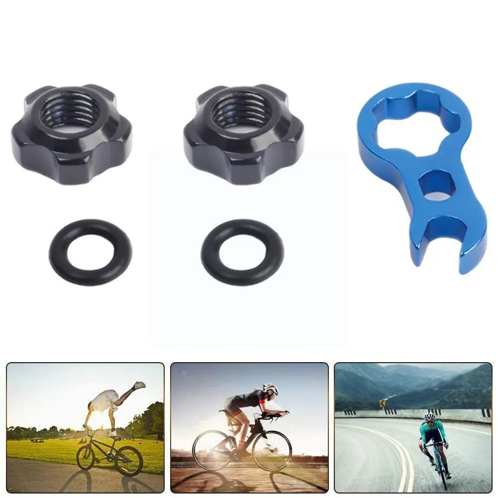 

RISK 2pcs Bicycle Valve Nut With 3 in 1 Valve Core Protection Presta Road Valve Washer Caps Aluminum Waterproof MTB Wrench A0A0