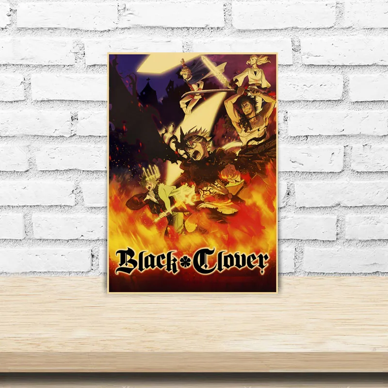 

Home Decor Painting Black Clover Poster HD Prints Japanese Animation Pictures Bar Cafe Hotel Wall Sticker Retro Anime Poster