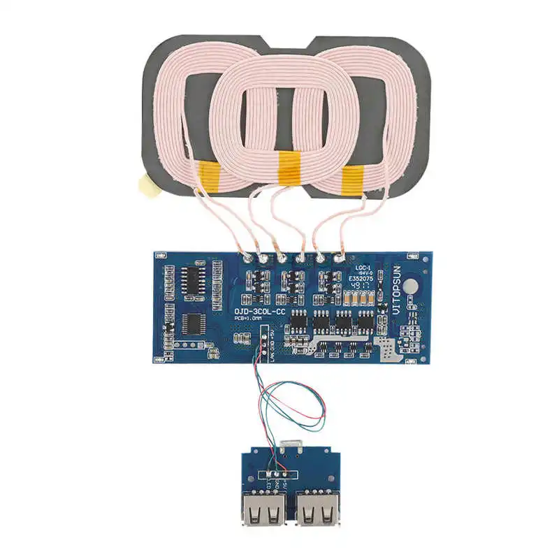 Стандартное Беспроводное зарядное устройство QI DIY 3 катушки Беспроводная зарядка