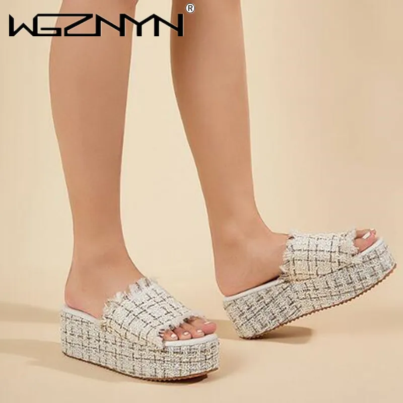 

Hot Sales Shoes Woman Summer 2021 Wedges Shoes Beach Slippers Women Shoes Slip on Home Slippers Platform Shoes Zapatos De Mujer