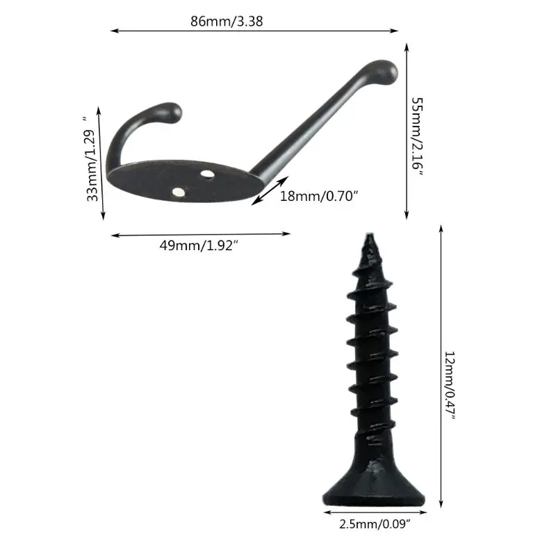 

9 Coat Hooks Wall HooksHeavy Duty Wall Mounted for Hat Hardware Dual Prong Retro Coat Hanger with 20 Screws