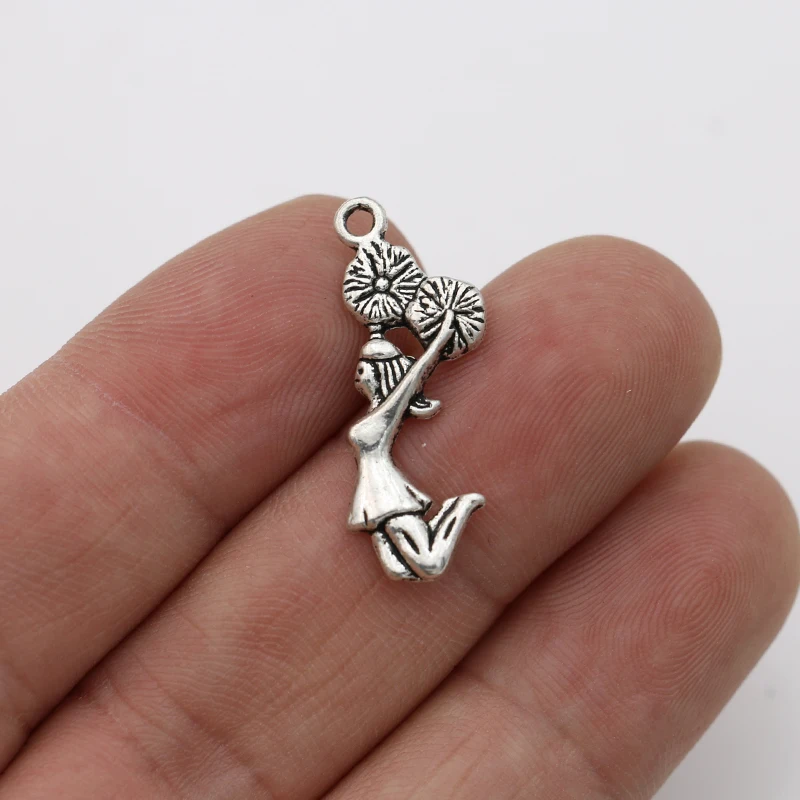 JAKONGO Античная Посеребренная Болельщица девушка Шарм Подвески для браслета