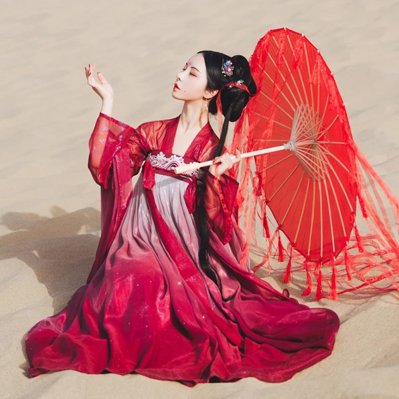 

Костюм для китайских танцев Hanfu женское древнее элегантное платье принцессы традиционный народный костюм Тан костюмы Феи одежда для сцены ...
