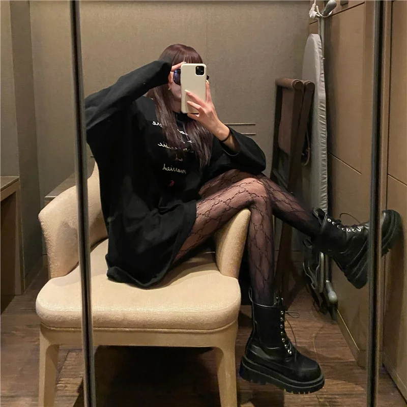 Женские пикантные чулки Роскошные брендовые черные колготки с принтом