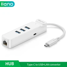 LLANO 4 in 1 USB C HUB to RJ45 USB 3.0 Splitter Charger Power Adapter Hub for Xiaomi/Macbook/Laptop/Computer Accessories