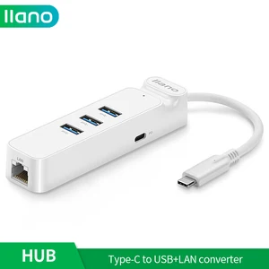 llano 4 in 1 usb c hub to rj45 usb 3 0 splitter charger power adapter hub for xiaomimacbooklaptopcomputer accessories free global shipping