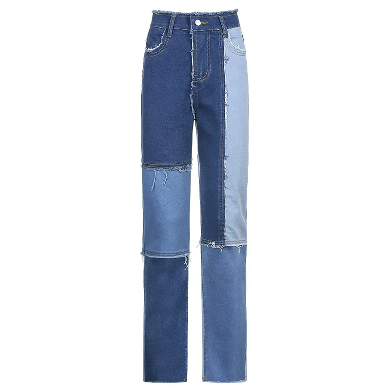 

Patchwork Straight Women Jeans Baggy Harajuku Y2k Egirls High Waist Boyfriend 90s Mom Denim Jeans Casual Streetwear Ripped Pants