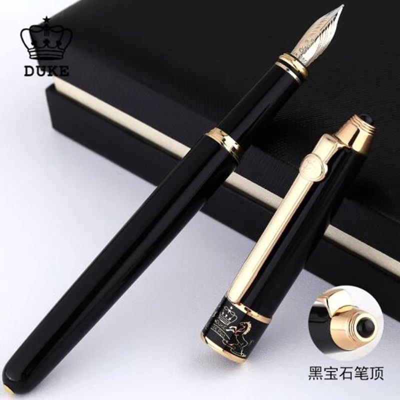 Duke 14K Business Gold Fountain Pen Calligraphy Fude Nib Ne po leon 0.5mm & 1.0 MM Gift Pen & Gift Box Best Design