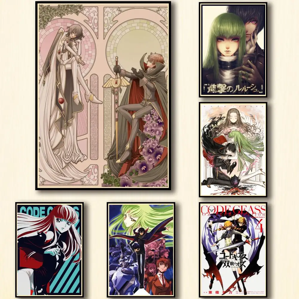 36 дизайнов аниме код Geass белая бумага плакат мультфильм абстрактное искусство