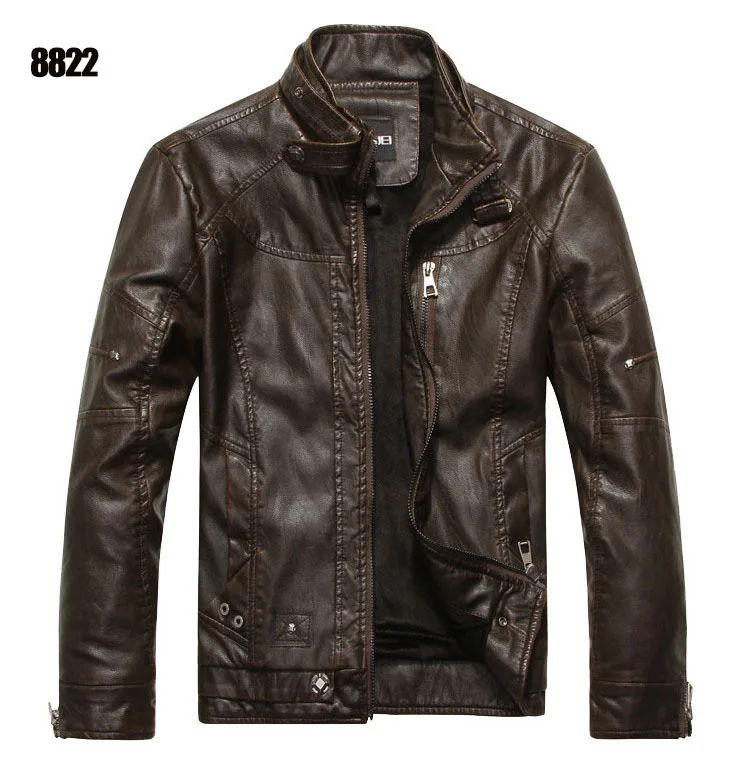 brown 8822 Мужские кожаные куртки, брендовая мотоциклетная кожаная куртка, Мужская Меховая куртка, Jaqueta De Couro Masculina, мужские кожаные пальто, Jaqueta Couro - Цвет: brown 8822
