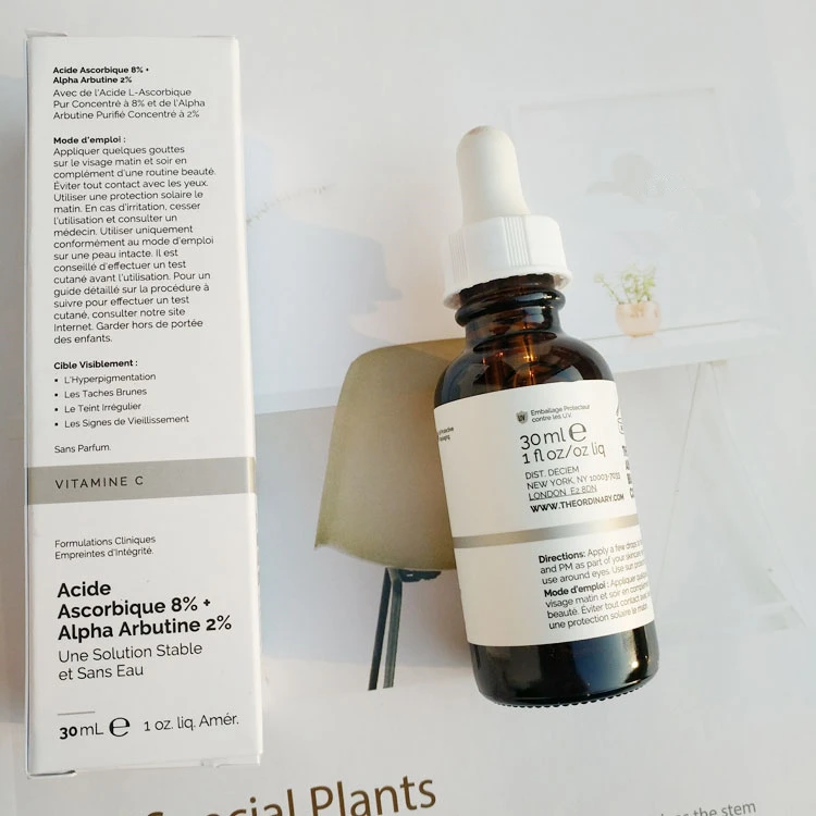 Обычная аскорбиновая кислота для макияжа лица 8% + альфа арбутин 2% A безводный