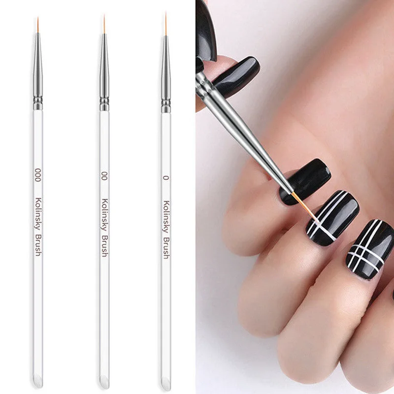 3 шт./компл. кисть для ногтей акрил горный хрусталь 2 способа УФ гель рисования