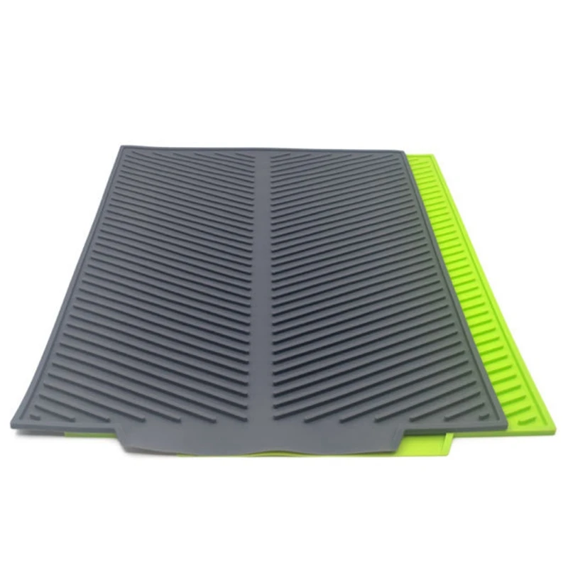 

Silicone Dish Drying Mat Flume Folding Draining Mat,Rectangle Drain Mat Drying Dishes Pad Heat Resistant Non-Slip Tray