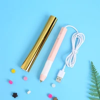 different tips pink heat foil pen for making craft designs cards album usb powered slim handle use on paper leather plastic