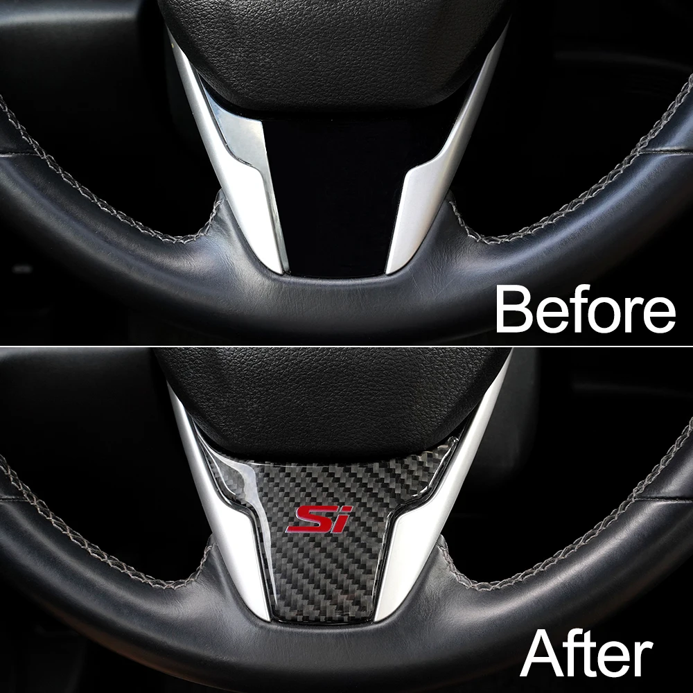 

Senzeal 1PCS Carbon Fiber Steering Wheel Cover Trim Fit for Honda 10th Gen Civic 2016 2017 2018 2019 2020