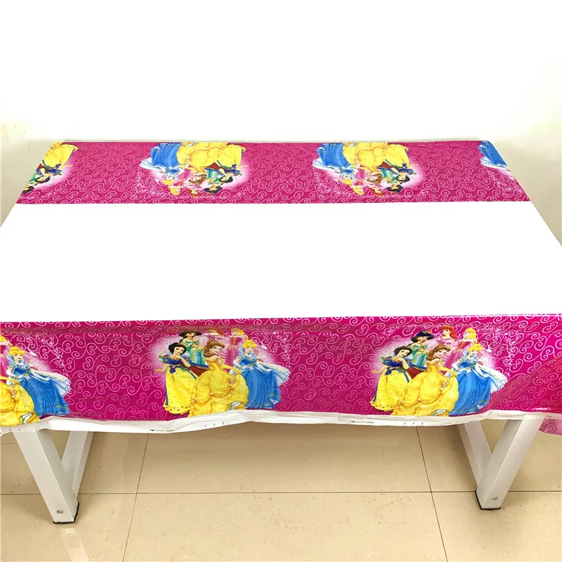 Tablecloth-1-1Pcs Шесть принцесс Белль Аврора ребенок девочка прекрасный день рождения пакет события вечерние Рапунцель чашки пластины маска ребенок душ одноразовые наборы посуды - Цвет: Tablecloth-1-1Pcs