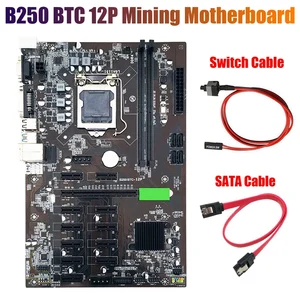 b250 btc mining motherboard with sata cableswitch cable lga 1151 ddr4 12xgraphics card slot usb3 0 for btc miner mining free global shipping