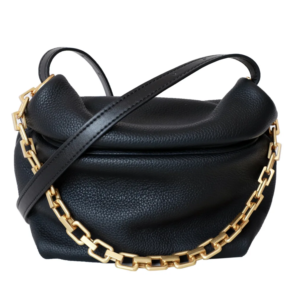 

Genuine leather messenger bag fashion saddle bag soft cowhide women shoulder bag small party chain bag