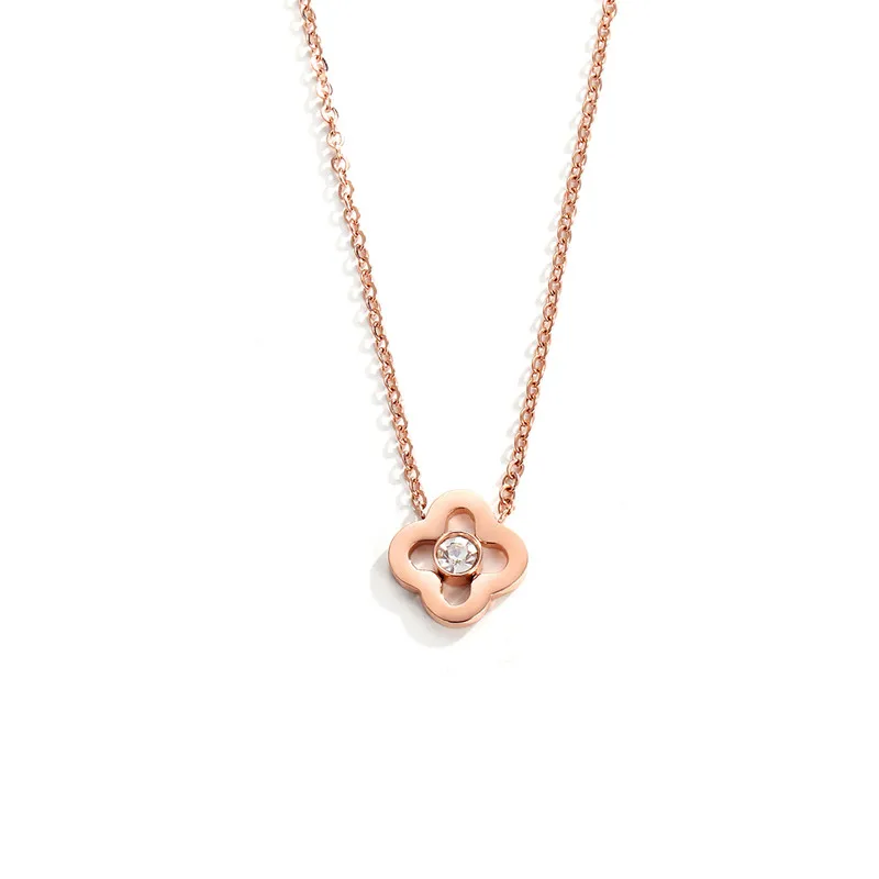 

JIAN Rhinestone Flower Pendant Necklaces Women Rose Gold Choker Chain Wedding Party Jewelry Birthday Gift for Girlfriend