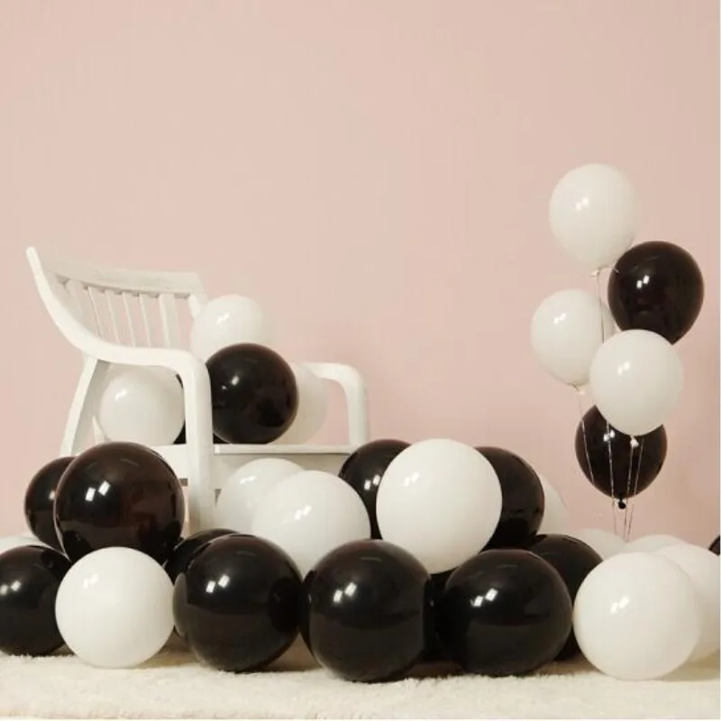 50pcs10 дюймовый круглый черный белый цвет воздушных шаров из латекса Baby Shower