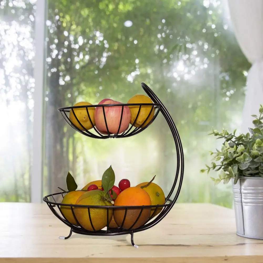 

Wrought Iron Double Layer Fruit Basket Metal Fruit Basket Banana Hanger Holder Organizer Metal Fruit Basket Kitchen polite