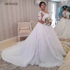 Белое кружевное свадебное платье JIERUIZE с аппликацией, большие размеры, свадебные платья с длинными рукавами и шнуровкой сзади, свадебные платья для невесты, robe de mariee