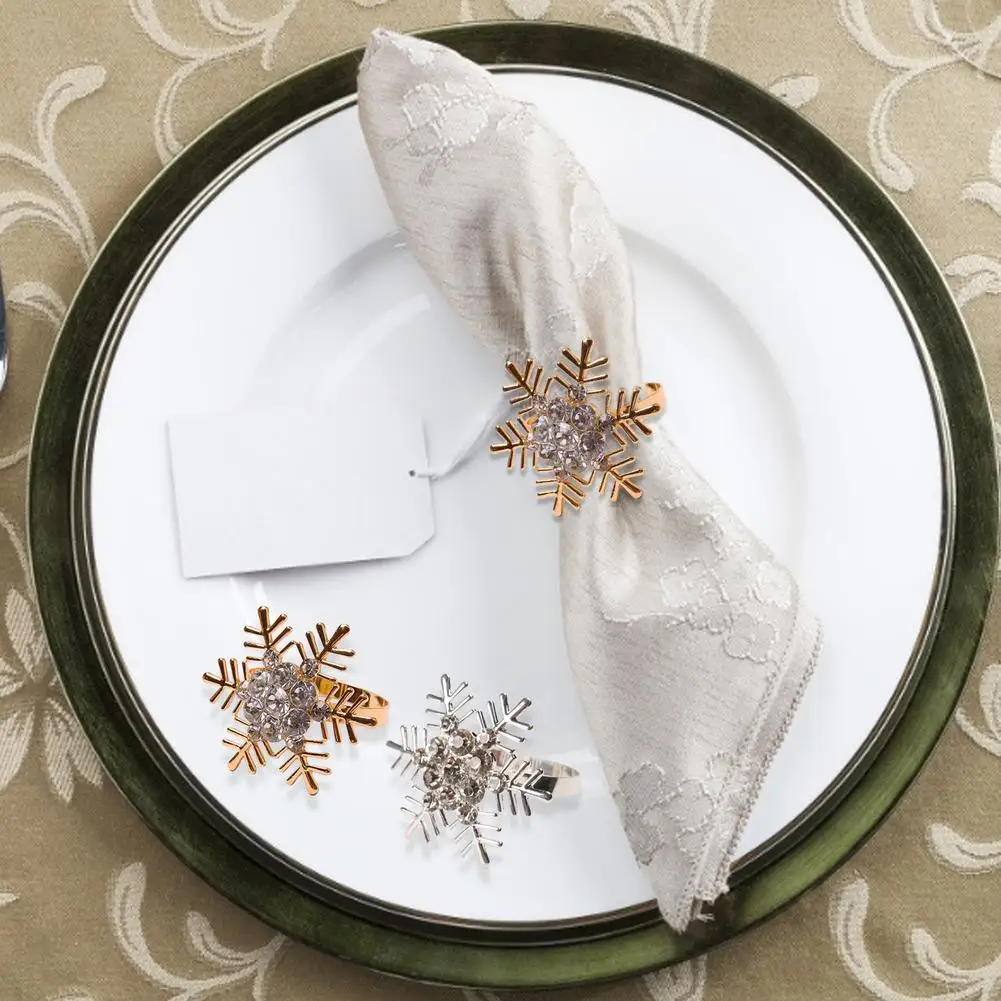 1/5 шт. Рождественская Снежинка кольца для салфеток сверкающими серебристыми