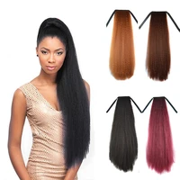 synthetic long kinky straight ponytails 24inch natural yaki strappy pony tail hair extensions for women black blonde hairpiece