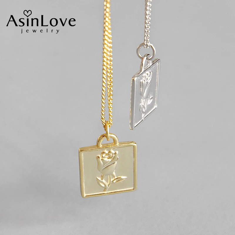 Женское винтажное ожерелье с квадратным кулоном из серебра 925 пробы|Ожерелья| |