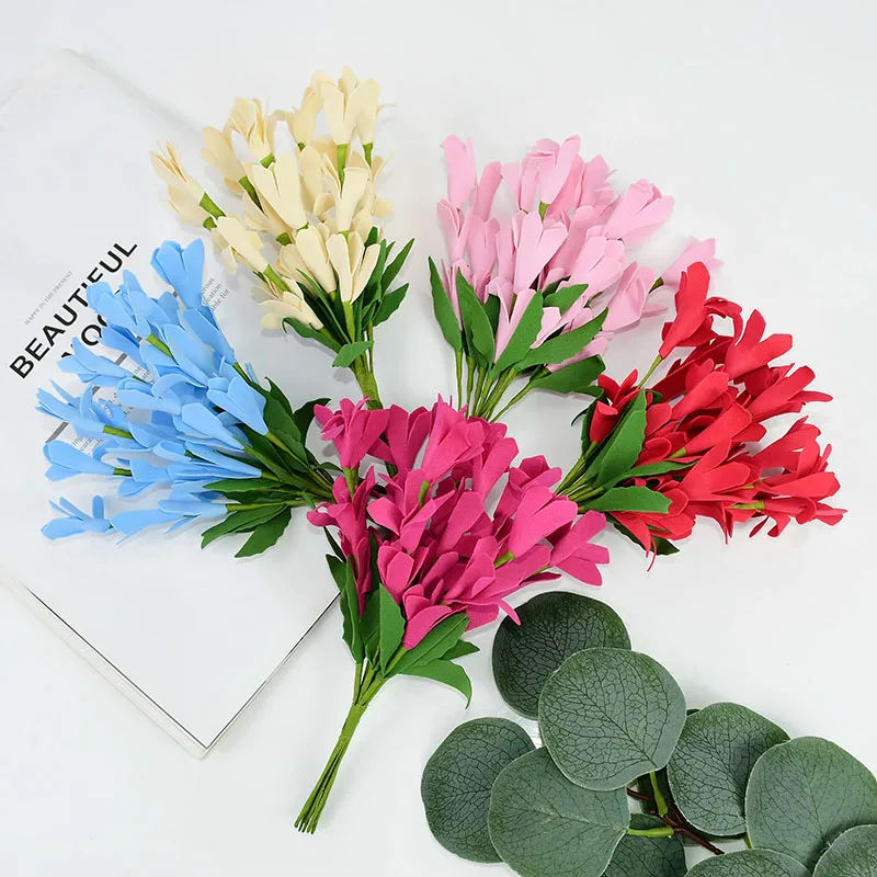 

5/10 Bundles Mini Artificial Flowers PE Foam Winter Jasmine Bouquet for Home Wedding Festival Party Decor Fake Floral Supplies