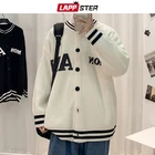 Мужской вязаный свитер LAPPSTER, винтажный лоскутный кардиган оверсайз, уличная одежда в стиле Харадзюку, Y2k, 2021