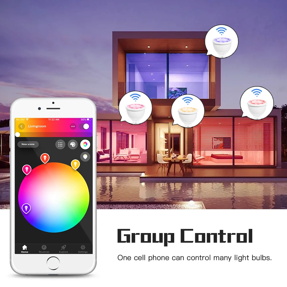 G светодиодный 0PTO ZIGBEE MR16 Светодиодный точечный светильник 4 Вт RGB/CCT лампы DC12V