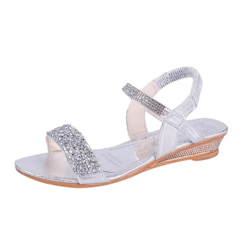 

Sandals Women Summer New Fashion Women's Sandals 2021 Rhinestone Sandals Elastic Band Bling Wedges Sandalen Open Toe Sandals
