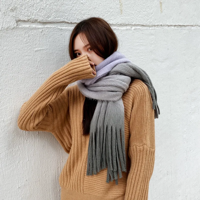 Новый Зимний шарф USPOP модные градиентные шарфы для женщин с кисточками Женская