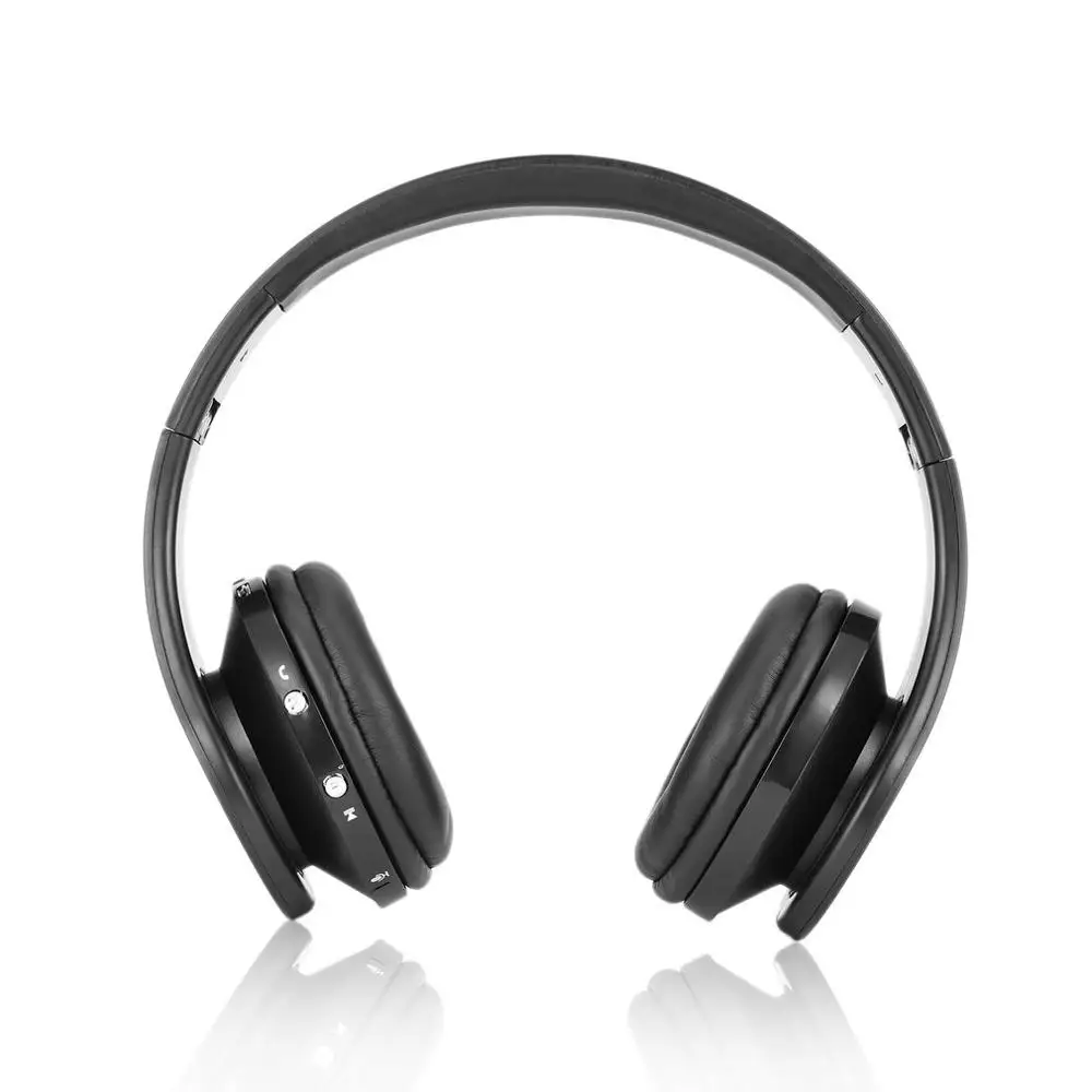 Черный Складные беспроводные наушники, стерео bluetooth-гарнитура, комбинированная с микрофоном, поддержка AUX для iPhone, мобильного телефона, ПК, ноутбука, 3,5 мм, аудиоразъем - Цвет: Черный