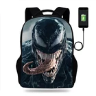 Популярный рюкзак Venom для мальчиков и девочек, школьные ранцы для детей и подростков, повседневный дорожный ранец с USB-зарядкой для мужчин и женщин, школьные ранцы