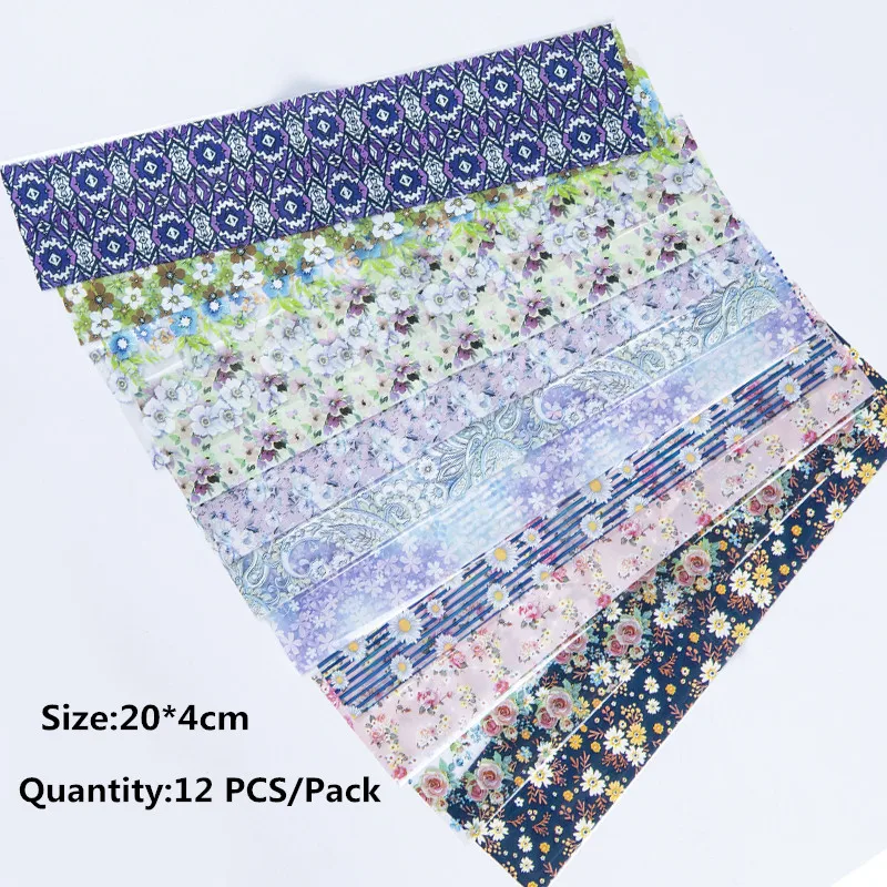 12 шт. наклейка с цветком для ногтей переводная Фольга наклейки дизайна