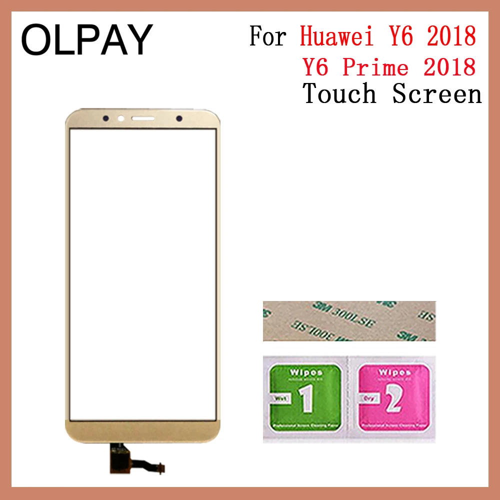 Gold No Tools OLPAY 5,7 дюймов для huawei Y6 /Y6 Prime сенсорный экран дигитайзер Панель переднее стекло объектив сенсор Бесплатный клей+ салфетки - Цвет: Gold No Tools