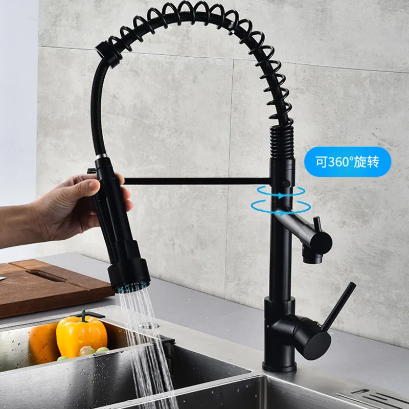 

1 Pcs Kitchen Bathroom Faucet Sink Black Gold Shower Accessories Cold Hot Water Mixer Downward Extension Metallic Copper