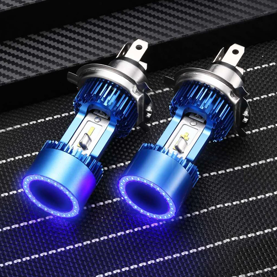 

Plug&play 30W 3200lm LED H4 Car Headlight Hi-low Beam HS1 P43T Motorcycle Auto Scooter Light Angel Eye Blue White 6000K 12/24V