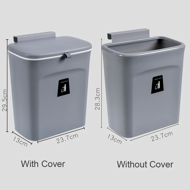 

7L / 9L Wall Mounted Trash Can With Lid Waste Bin Kitchen Cabinet Door Tiolet Trash Bin Garbage Car Recycling Dustbin Rubbish