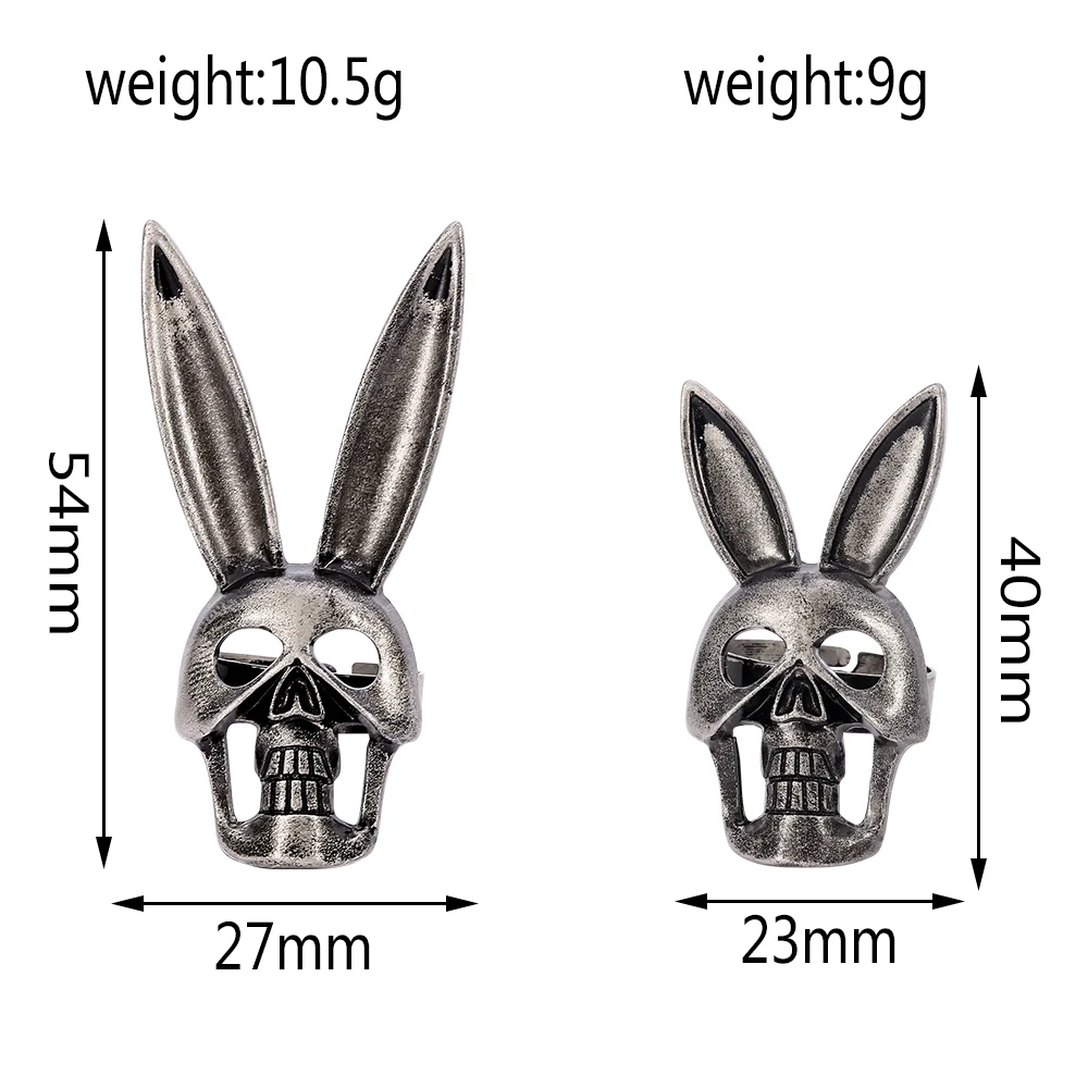 Кольцо мужское/женское регулируемое в готическом стиле с подвеской виде кролика