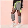 SHEIN/Детские неоновые брюки-карго с пряжкой и сетчатой вставкой, с поясом, для девочек; коллекция года; сезон осень; серые брюки с эластичным поясом и карманами по бокам