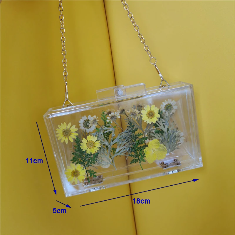 Роскошный акриловый прозрачный вечерний клатч с цветами Свадебный милый кошелек