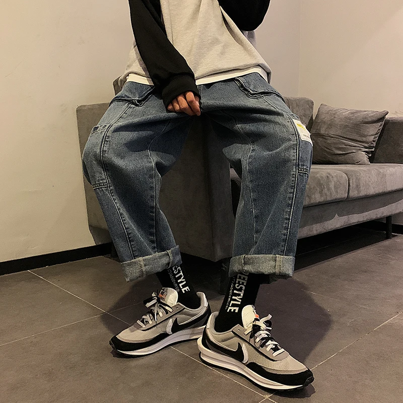 Пара стильных повседневных джинсов бойфренда свободные плотные теплые