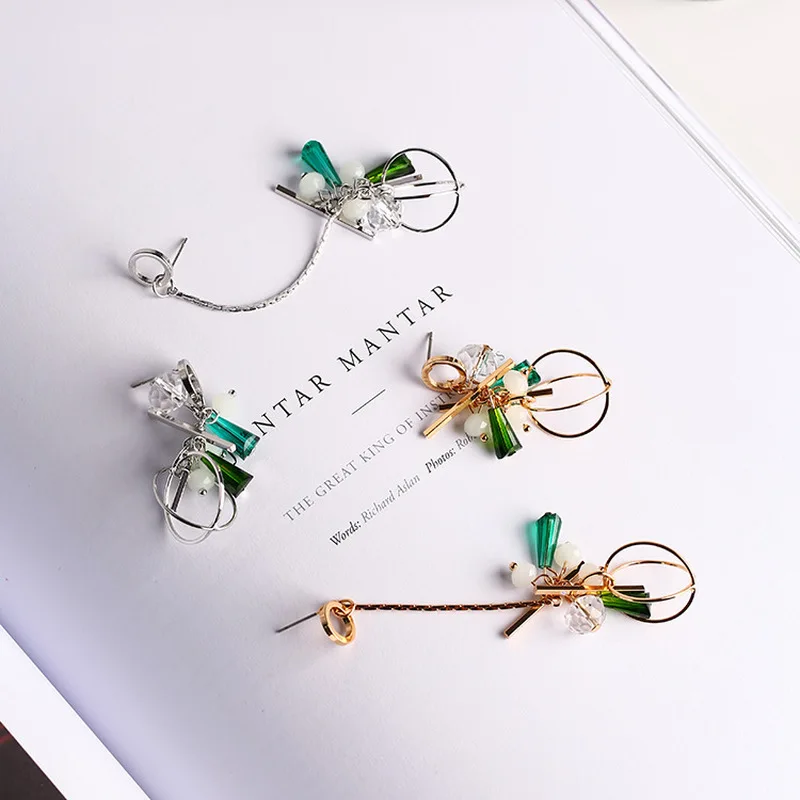 2018 корейские серьги для девочек простые Асимметричные Длинные висячие с